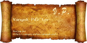 Vanyek Péter névjegykártya